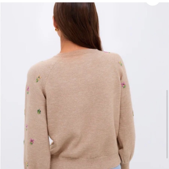 NOT FOR SALE Tuckernuck Multi Floral Embellishment Elsie Cardigan in Tan - Picture 11 of 11